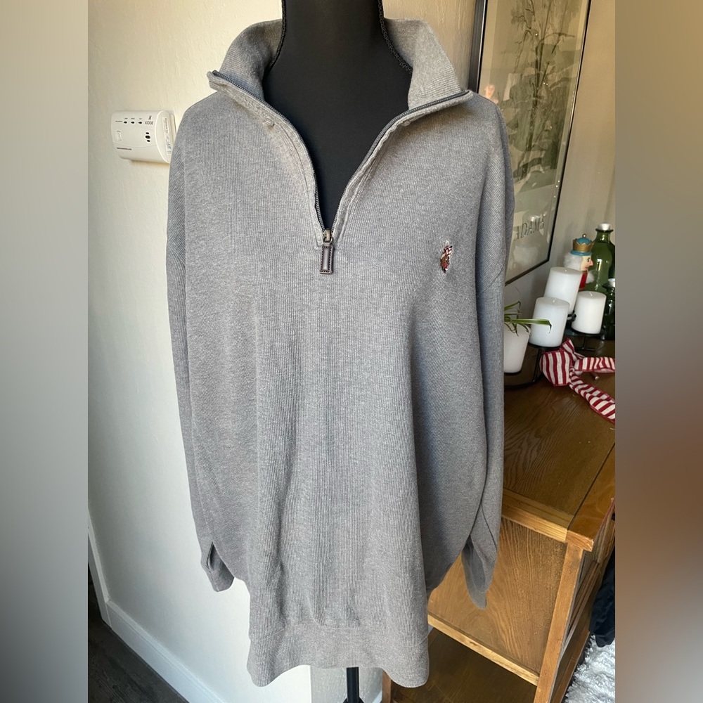 • U.S. Polo Assn. Quarter Zip Mock Neck Pullover in grey- size XL